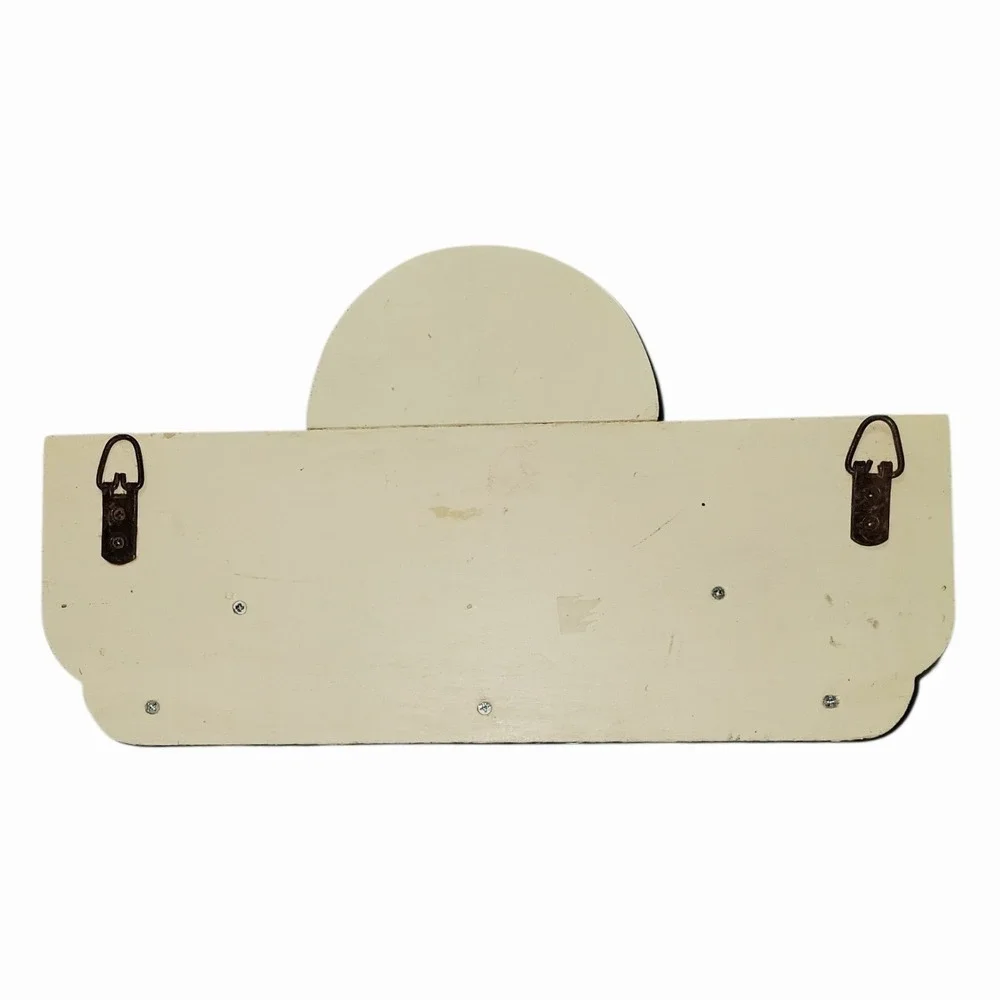 Vintage Country Apple Welcome Wall Shelf Coat Key Rack 3 Peg Wooden Farmhouse